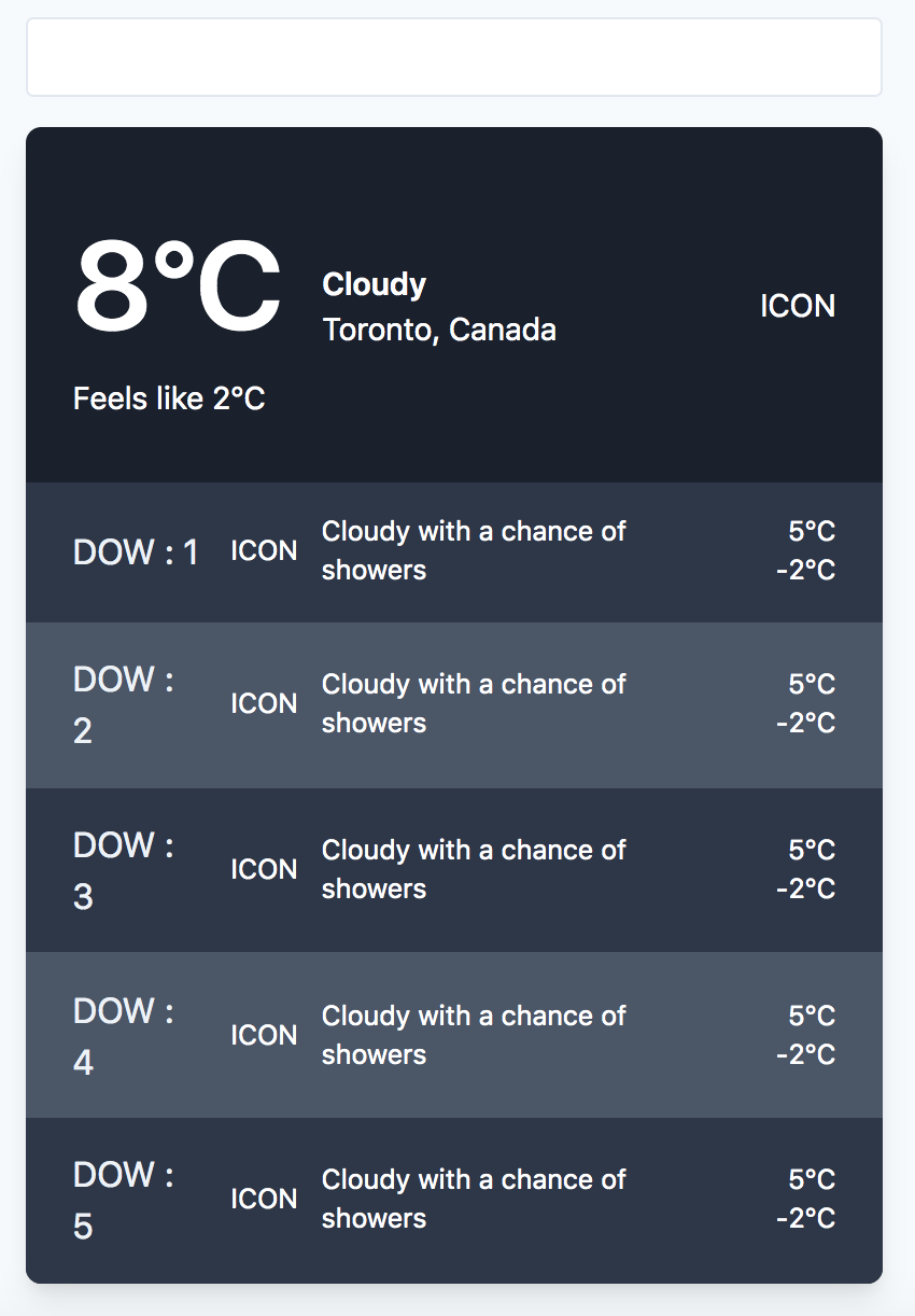 The Svelte Weather App Initial Layout